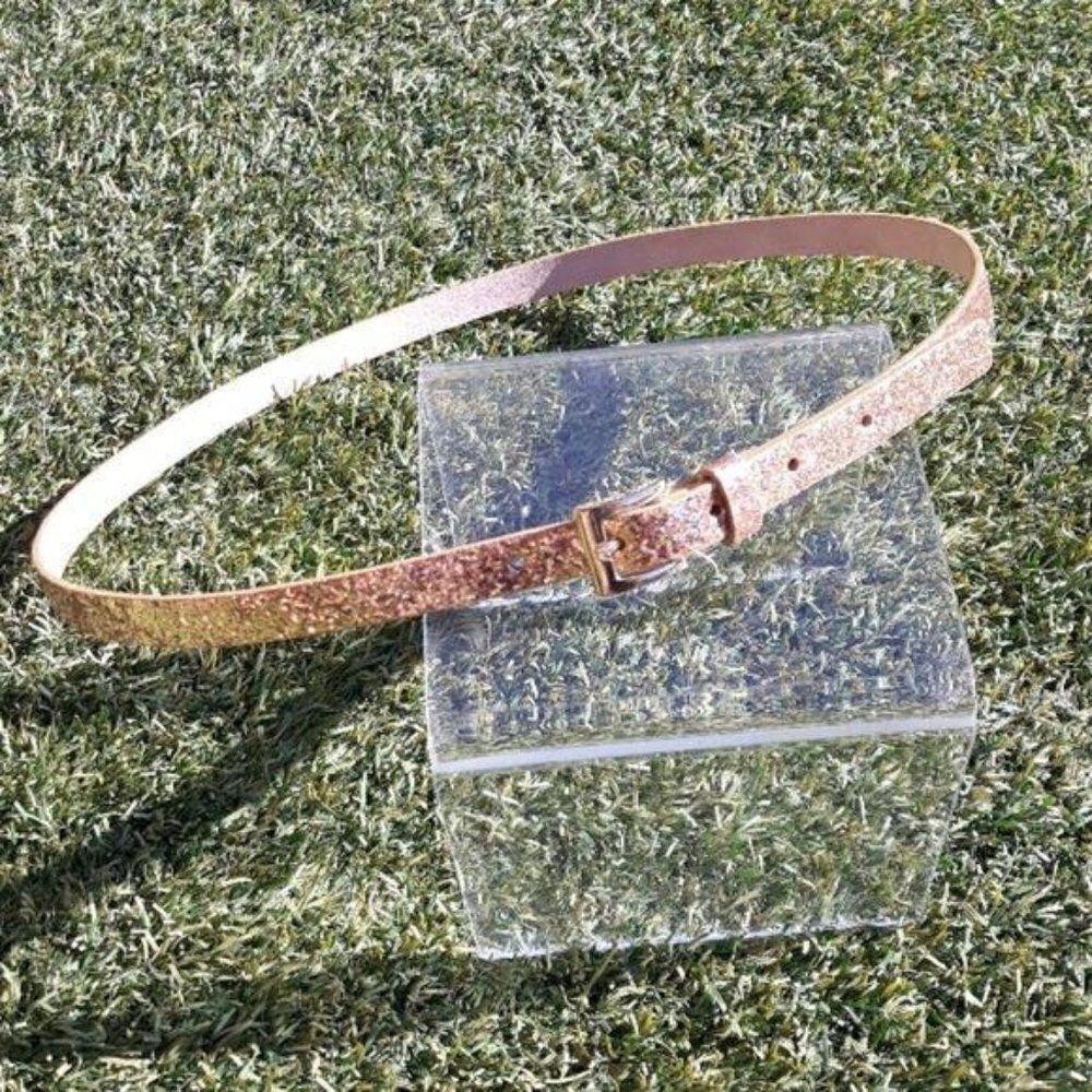 Belt Gold Glitter Classy Narrow‎ 1/2" Wide Cincher 32" - 36" Sz M